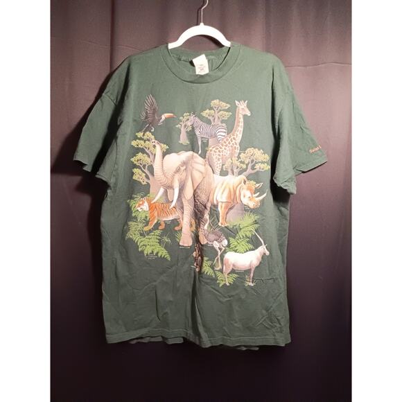 Fruit of the Loom Other - Vintage African Safari Animals Double Side Shirt Size XXL Y2K STL Zoo Streetwear
